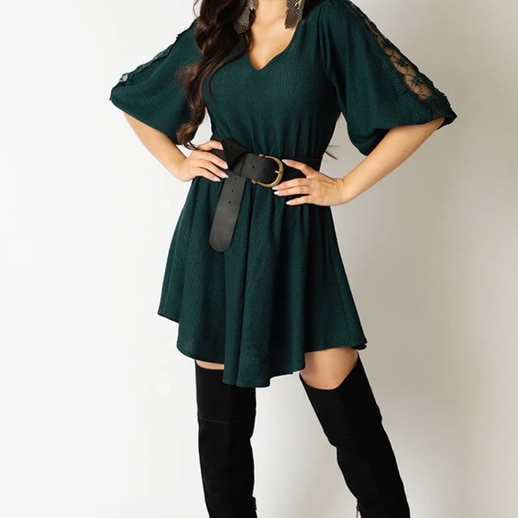 Joyfolie Dresses & Skirts - Joyfolie SARAI DRESS IN DEEP GREEN